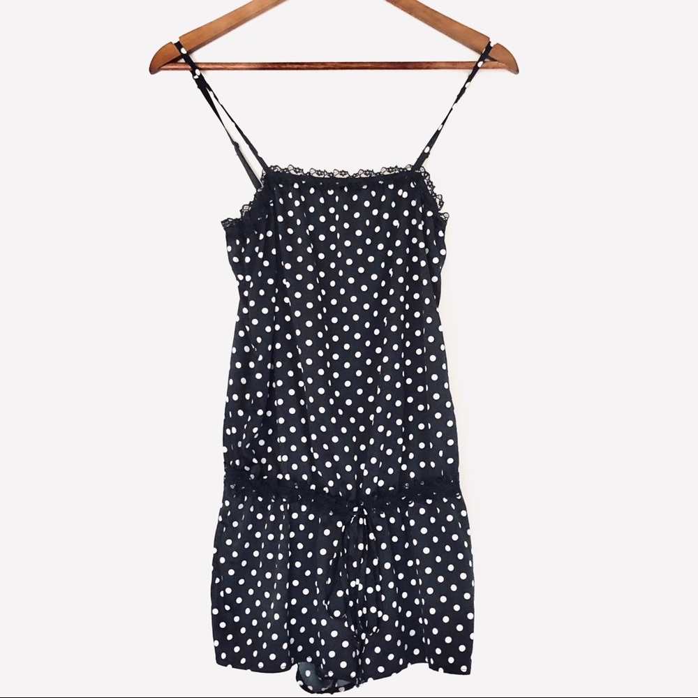 Sophie and Me Lace Trim Polka Dot Romper